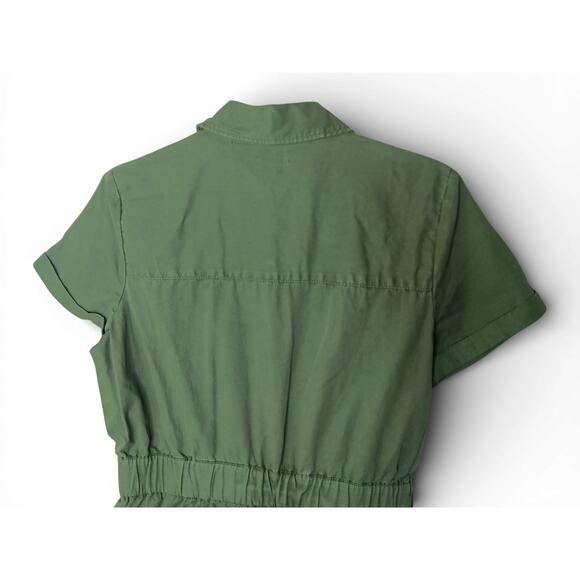 J.Crew Green Zip Front Utility Romper Shorts Size 6 Cotton Elastic Waist - Picture 16 of 16